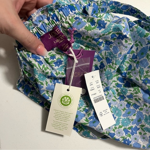 J. Crew Liberty Fabric Smocked Button Top Poppy and Daisy Blue Plus Size 2X T2 - Picture 6 of 9